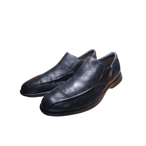 Clarks Plus Black Leather Mens size 11M Casual Career Church Slip-on Loafers - Picture 8 of 16